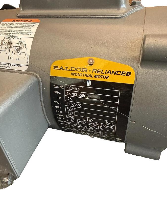 Baldor Reliance Electric Motor .25hp 1/4hp KL3403 34C63–5506 115/230v 1ph (New)