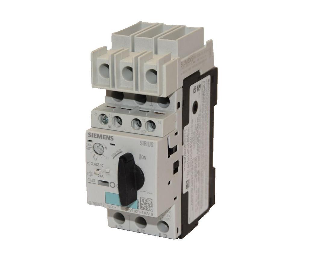 Used SIEMENS 3RV1021-1AA10 3RV10211AA10 1.1-1.6A Manual Motor Starter w/ 3RV1928-1H