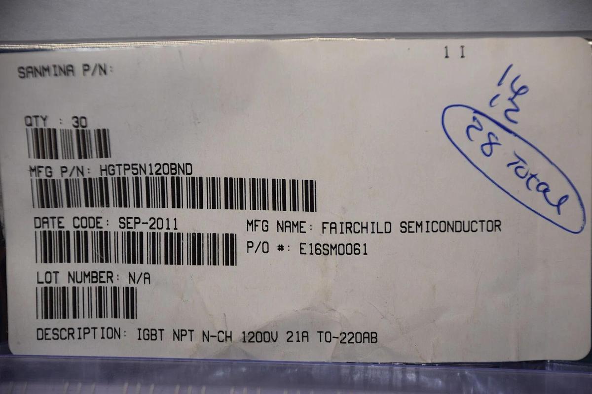 (NEW - Lot of 28) FAIRCHILD HGTP5N120BND-ND , HGTP5N120BND 1200V IGBT Transistor