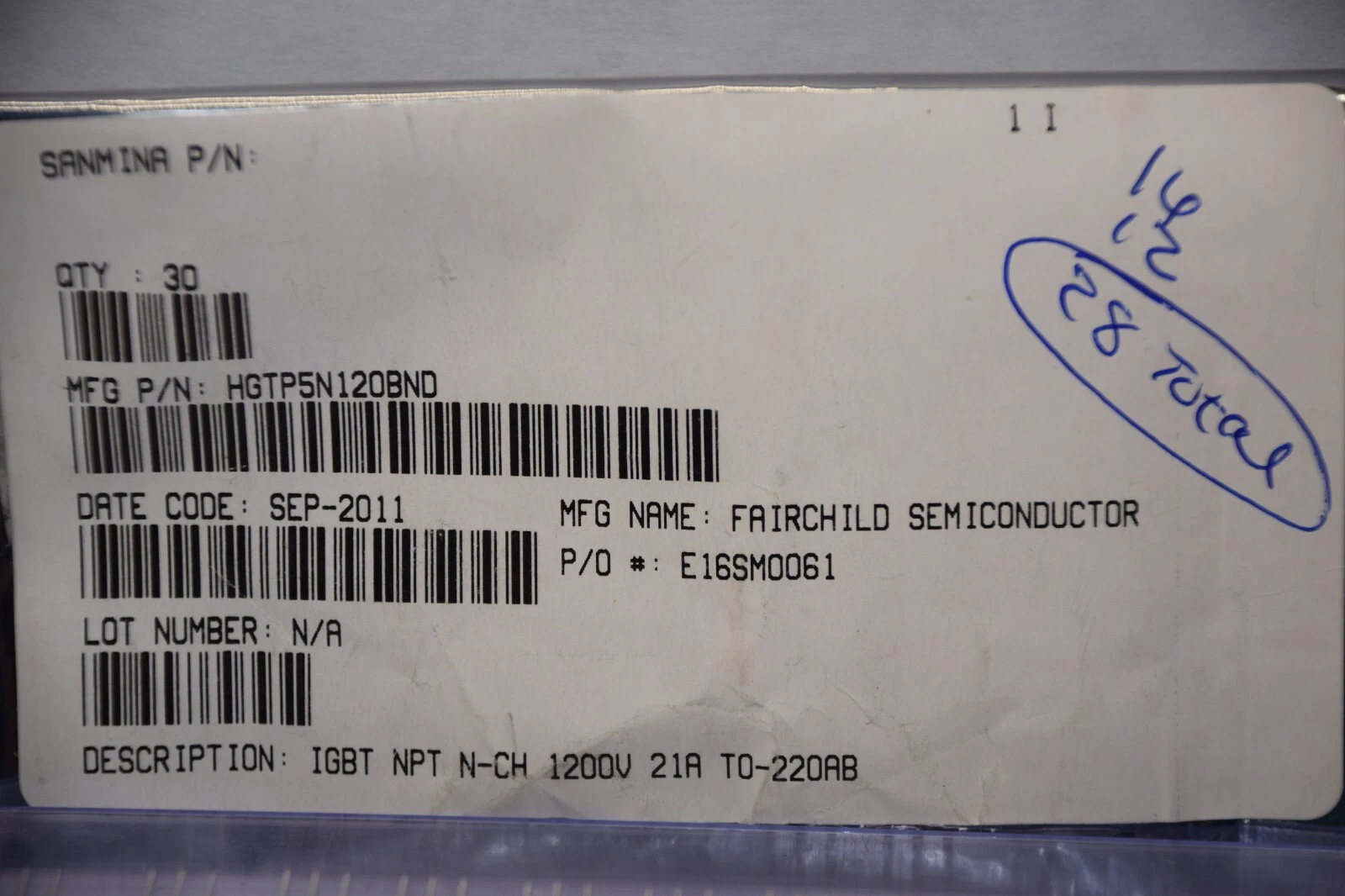 (NEW - Lot of 28) FAIRCHILD HGTP5N120BND-ND , HGTP5N120BND 1200V IGBT Transistor