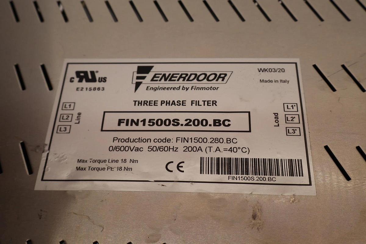 Used Enerdoor Three Phase Filter 0/600Vac 50/60Hz 200A FIN1500S.200.BC