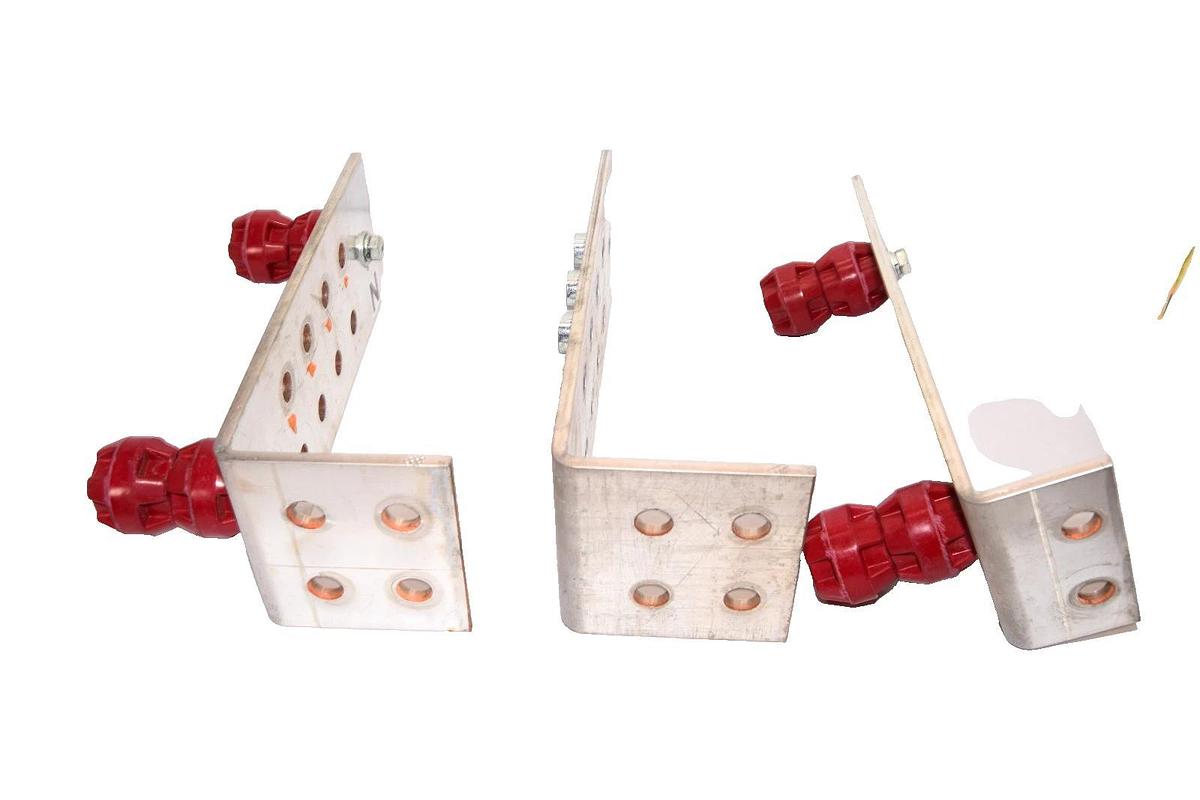 Used 10" x 4" x 1/4" 90 Degree Copper Bus Brackets (Lot of 3)