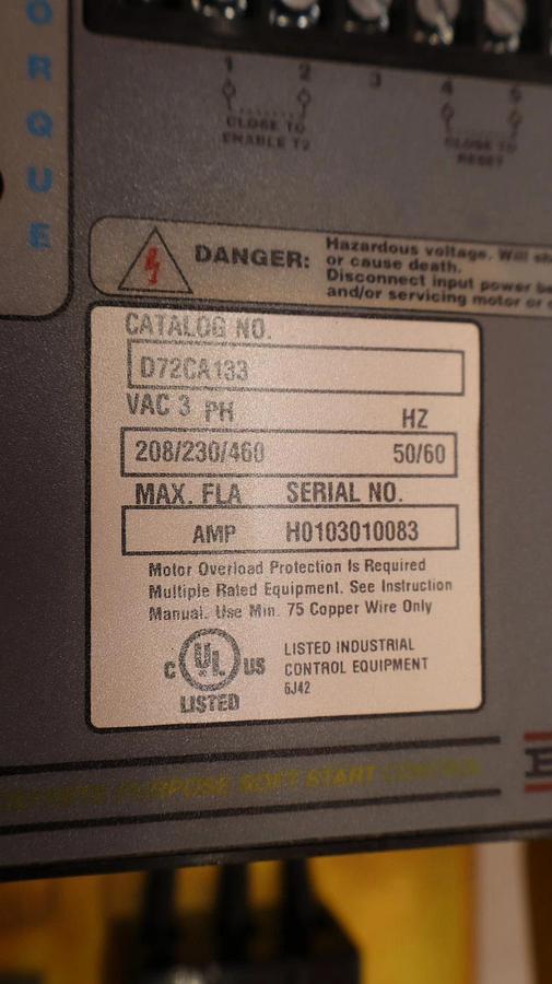 Baldor D72CA133 208/230/460 3Ph 50/60Hz Soft Start Controller (New)