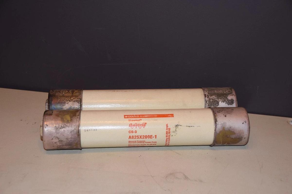 Used GOULD A825X200E-1 A825X200E1 SERIES CS-3 200E AMP 8.25 KV GENERAL PURPOSE FUSE