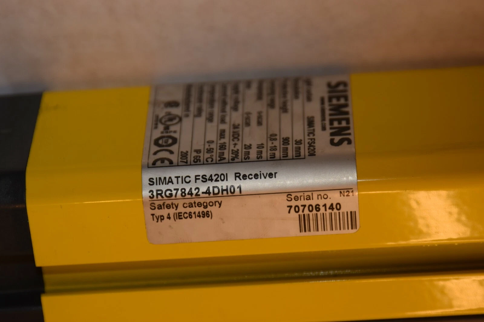 SIEMENS Light Curtain Receiver Simatic FS4201 3RG7842-4DH01 24Vdc (NEW)