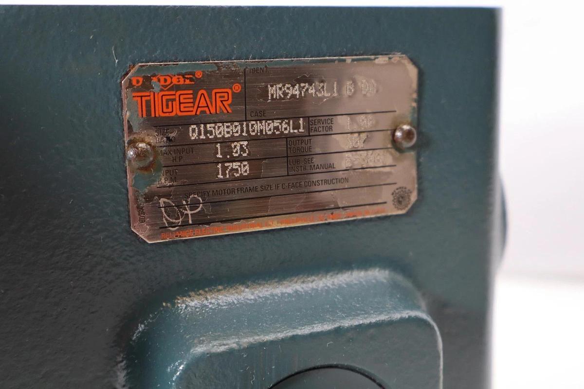 Refurbished Dodge Tigear Gear Box Speed Reducer Q150B010M056L1 1.03Hp 1750rpm 3/4" Shaft