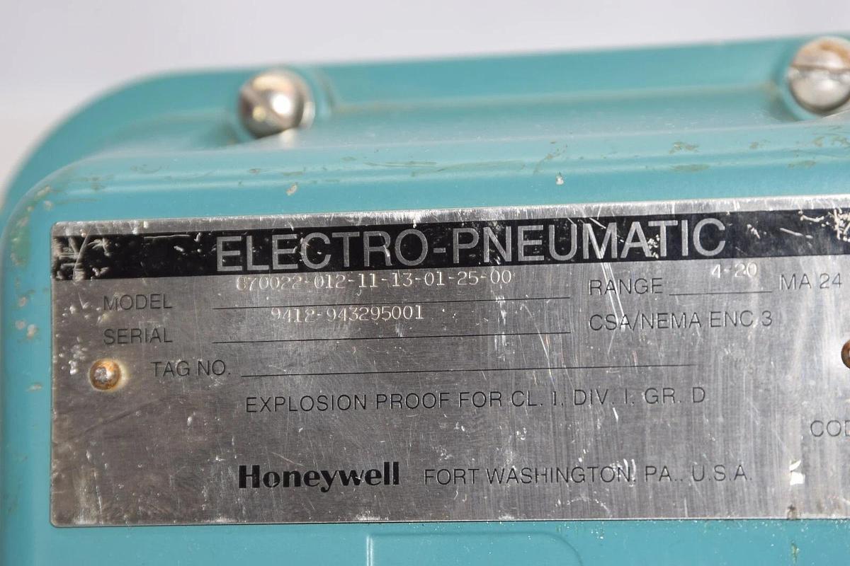 Used HONEYWELL 870022-012-11-13-01-25-00 4-20ma Electro-Pneumatic Valve Positioner