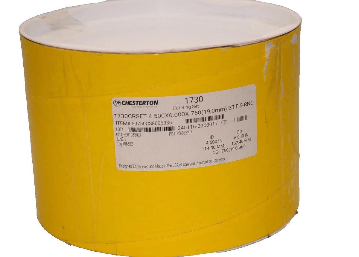 CHESTERTON 1730 Mechanical Seal Service Packing Cut Ring 4.5"x6"x.75" 5-RNG
