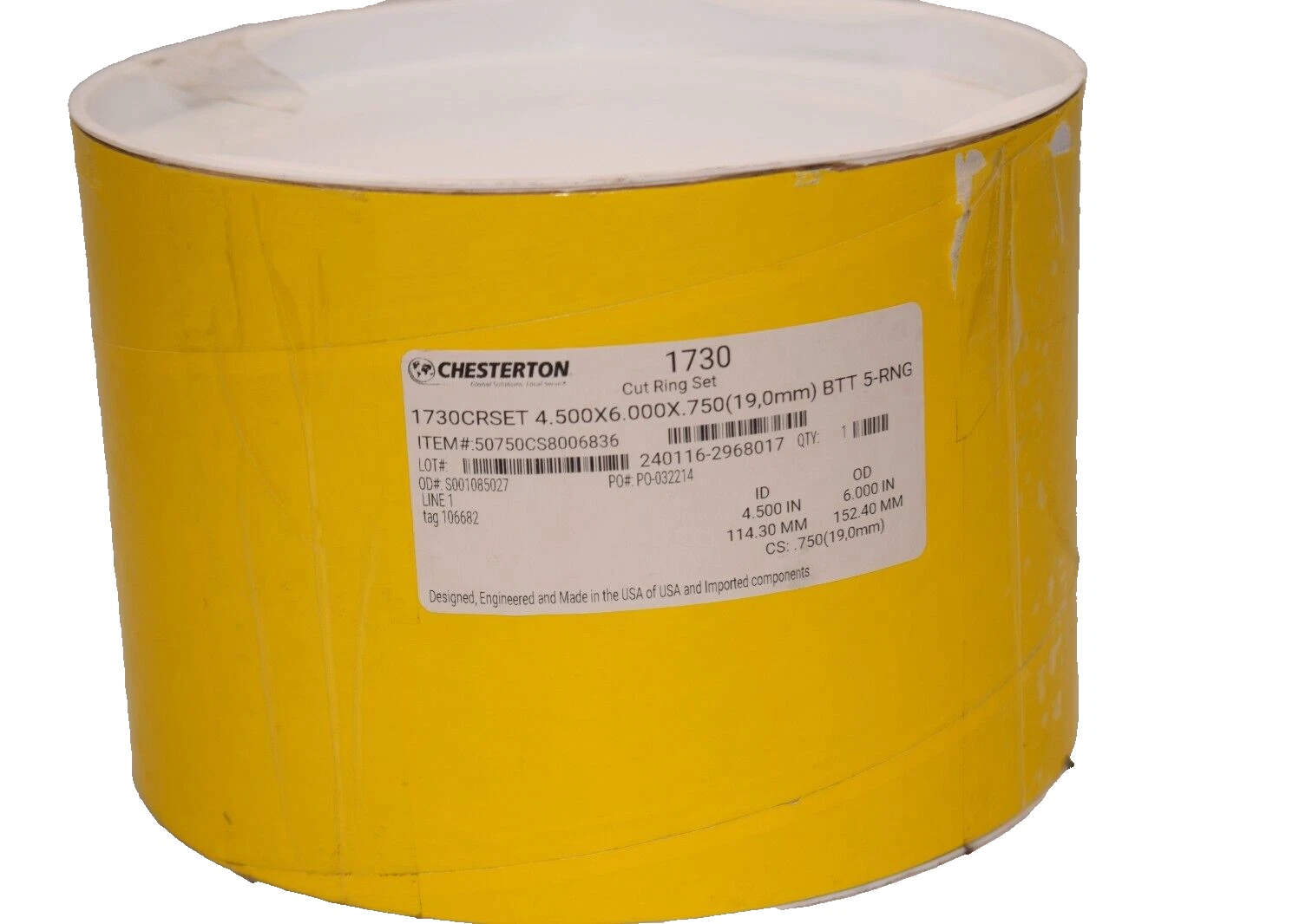 CHESTERTON 1730 Mechanical Seal Service Packing Cut Ring 4.5"x6"x.75" 5-RNG