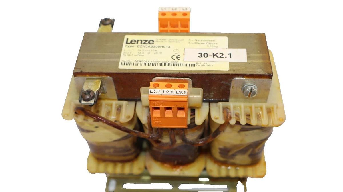 Used Lenze EZN3A0300H013 , 3x3mH 10% 500V 13A Mains Filter Reactor