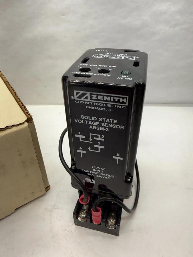 ZENITH K-1187 , K1187 ARSM-3 Solid State Voltage Sensor Relay, With Base (New)