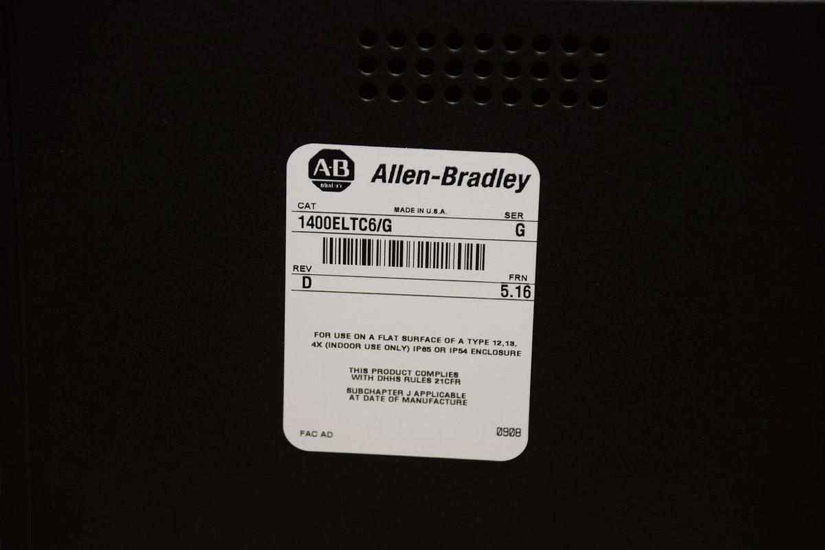 Allen Bradley Rockwell Panelview 1400e 1400ELTC6/G 1400ELTC6 Ser G Rev D *REFURB