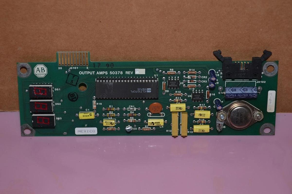 Used ALLEN BRADLEY 50378 REV 04 OUTPUT AMPS PC BOARD