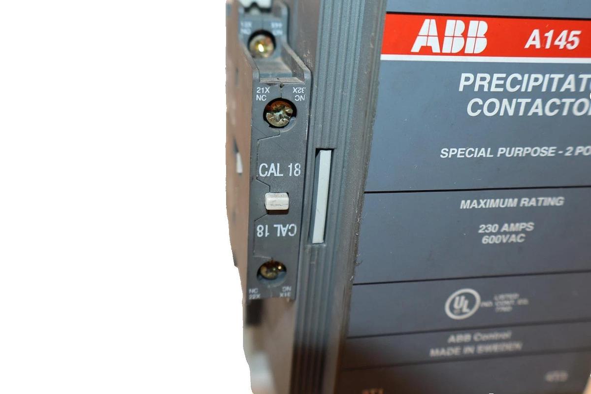 Used ABB A145W Precipitator Contactor 230A 230 Amp 600VAC 2 Pole 110/120v coil