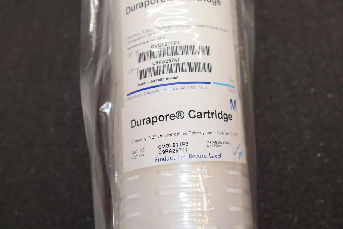 (NEW) DURAPORE CVGL01TP3 0.22um Hydrophilic Polyvinylidene Fluoride Cartridge