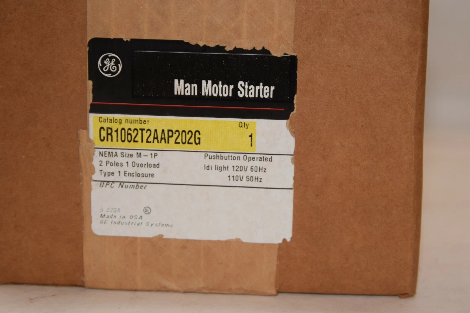 GE GENERAL ELECTRIC CR1062T2AAP202G Nema Size M-1P 2P Man Motor Starter (NEW)