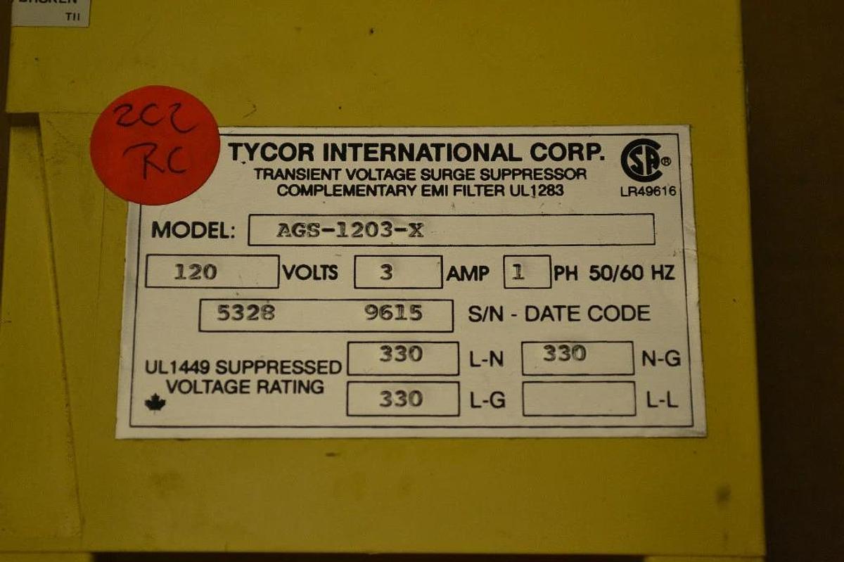 Used Tycor AEGIS Transient Noise Filter AGS-1203-X AGS1203X