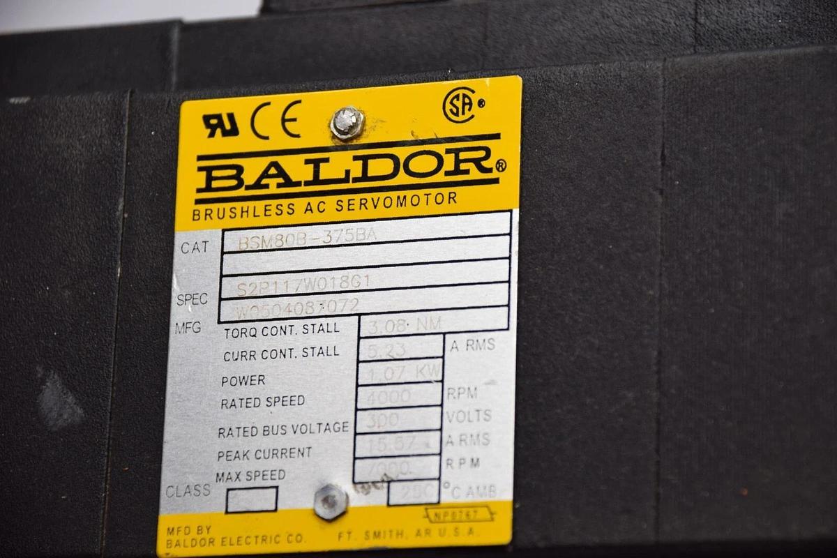 Used BALDOR BSM80B-375BA 4000rpm 300V Class F AC Servo Motor
