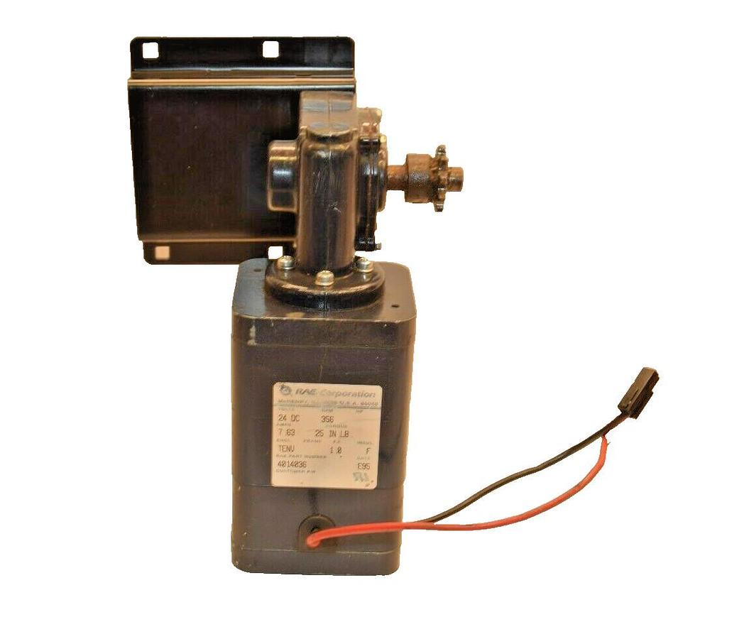 Used RAE CORPORATION 4014036 24Vdc 356rpm 7.63A Motor & Gearbox