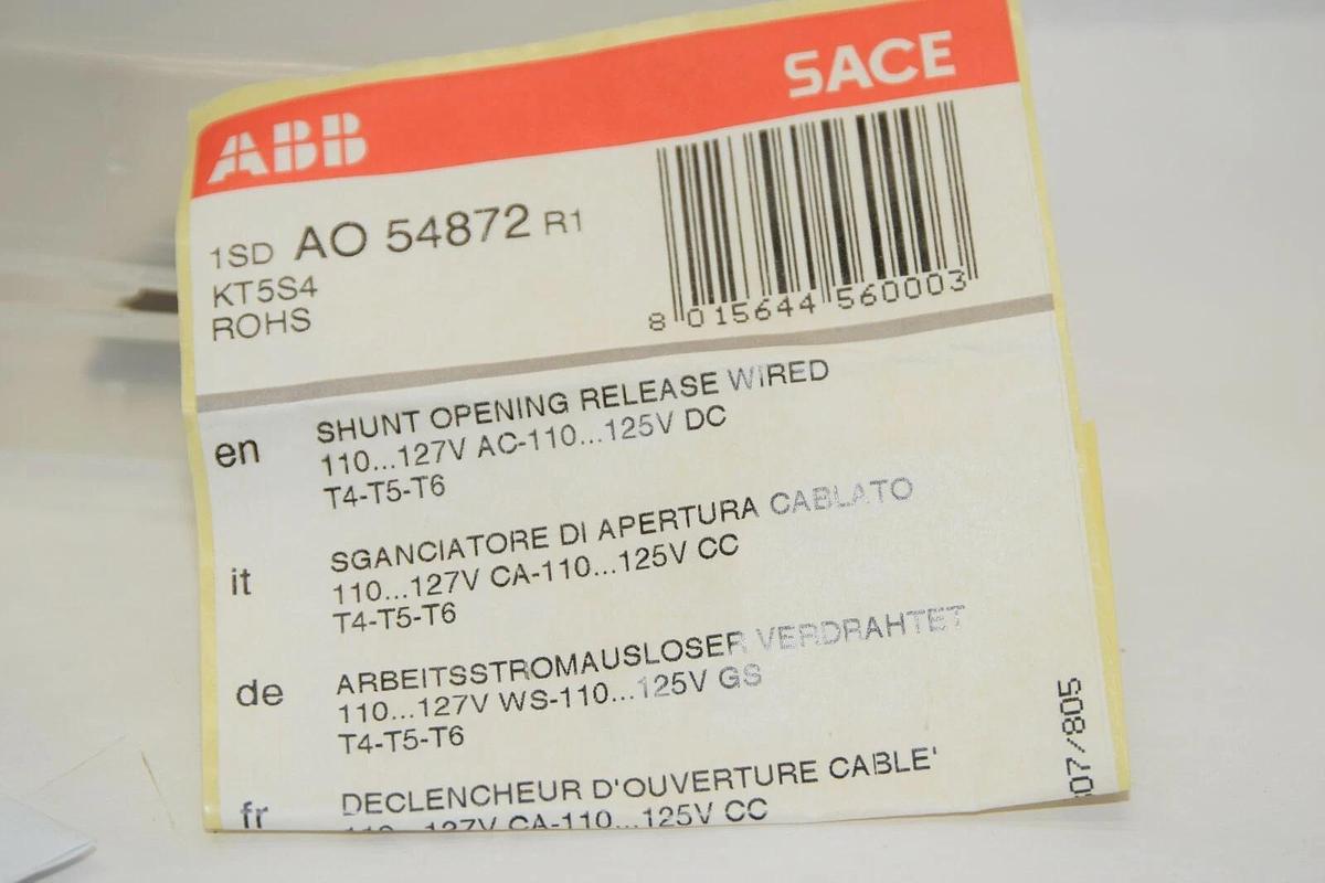 (NEW) ABB YO AO54872 110/127V 50/60Hz  110/125V Circuit Breaker