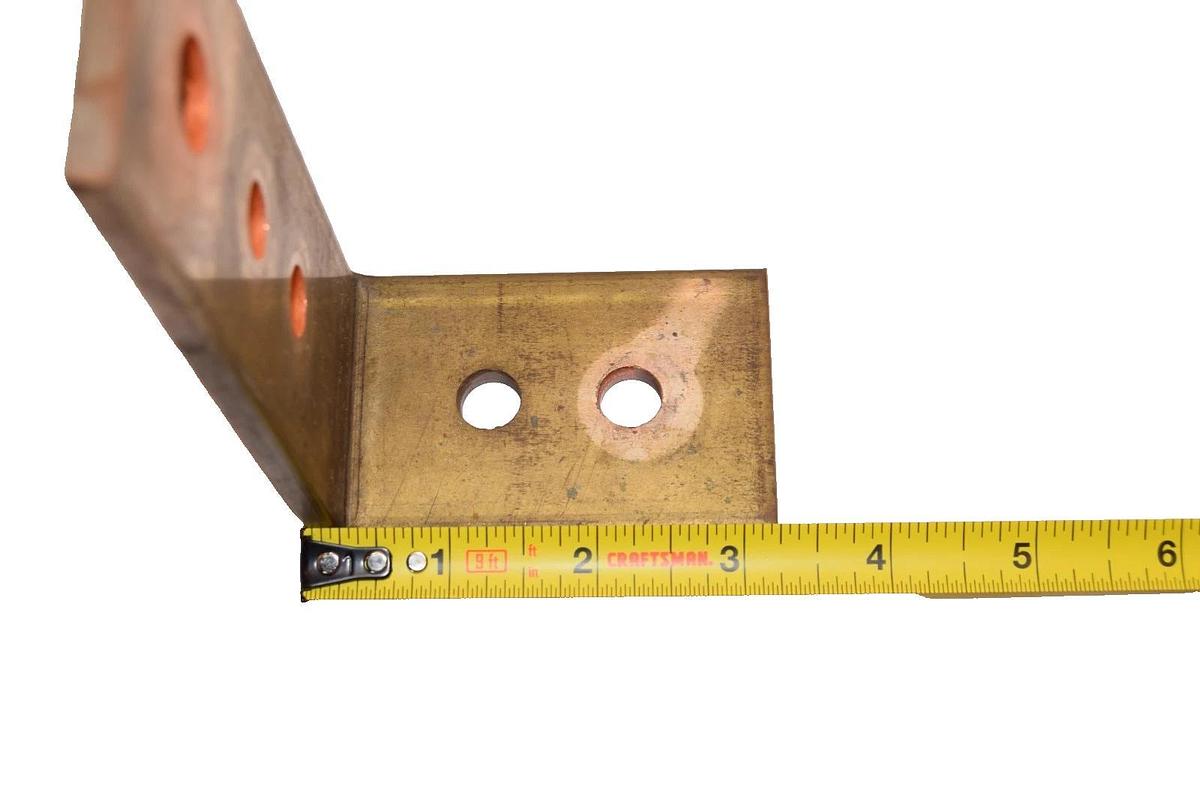 Used (Lot of 3) 5-1/2"x2"x3-1/4" 90 Deg. Solid Copper Buss Bar for Breaker/ Contactor