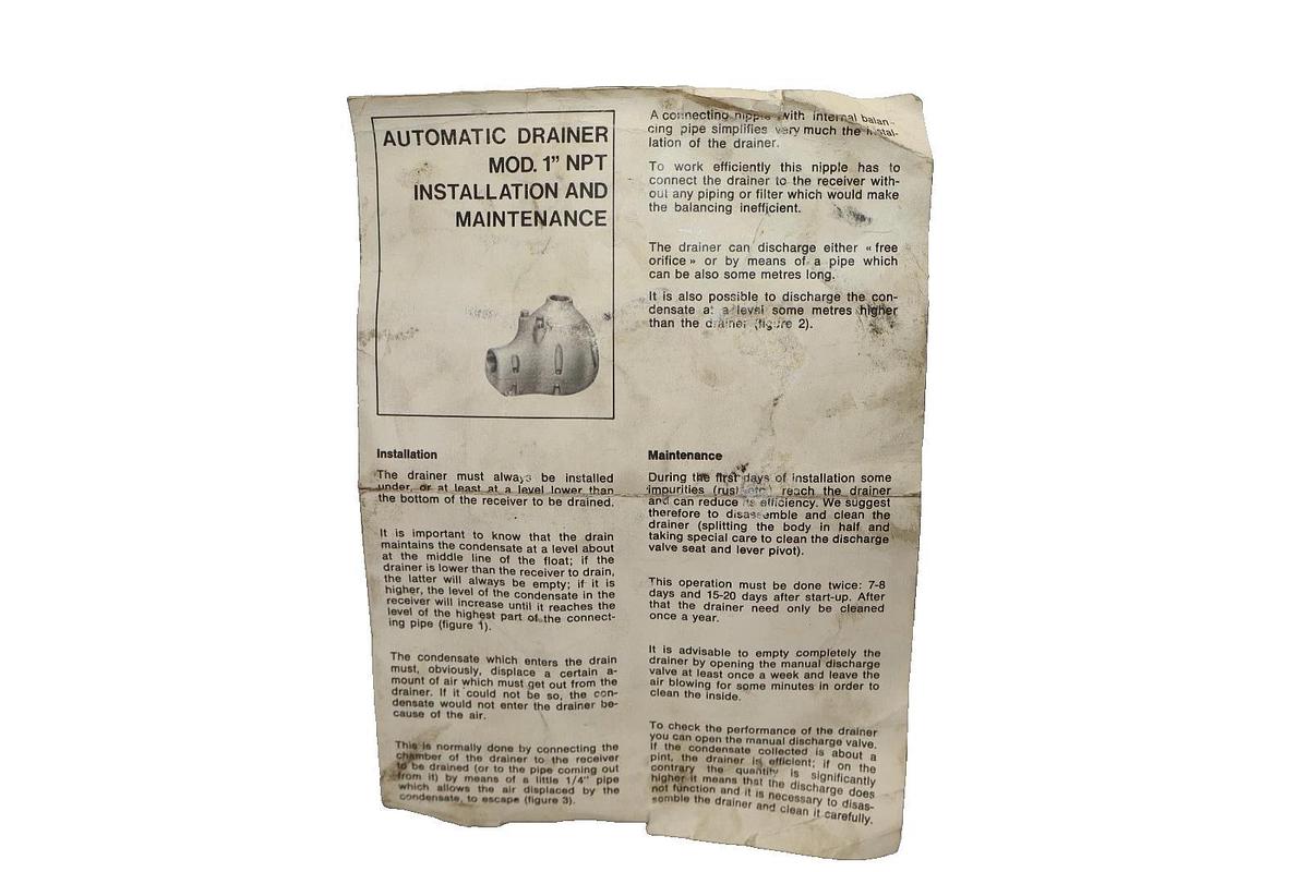 Hiross Automatic Drainer Drain Trap SAC-100 SAC100 1" (New)