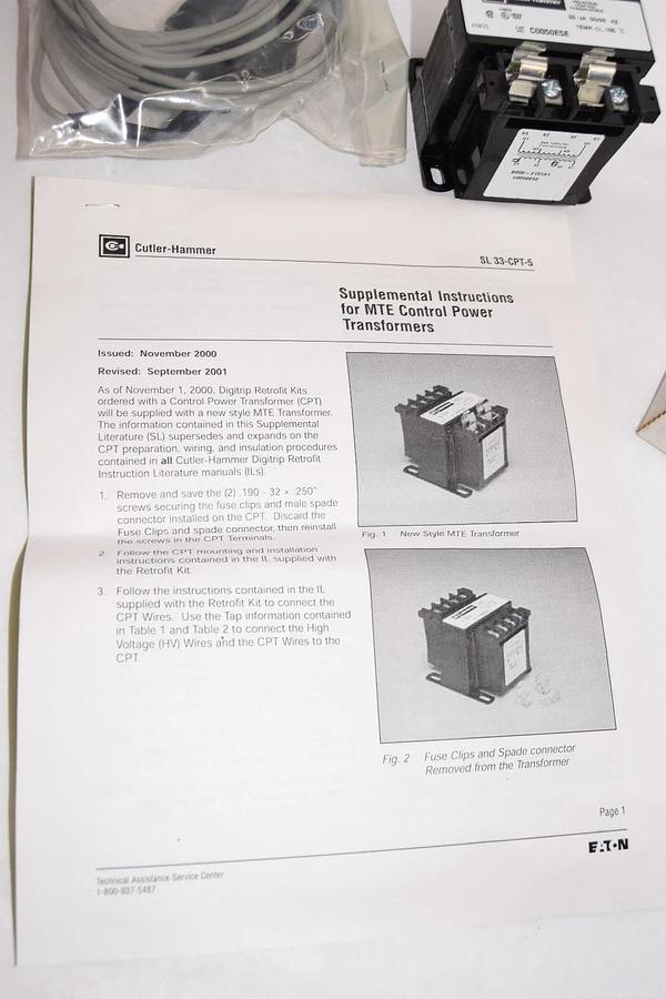 Cutler-Hammer DIGITRIP RMS RETROFIT KIT /CPT AUXILLARY KIT 9A10037G01 (NEW)