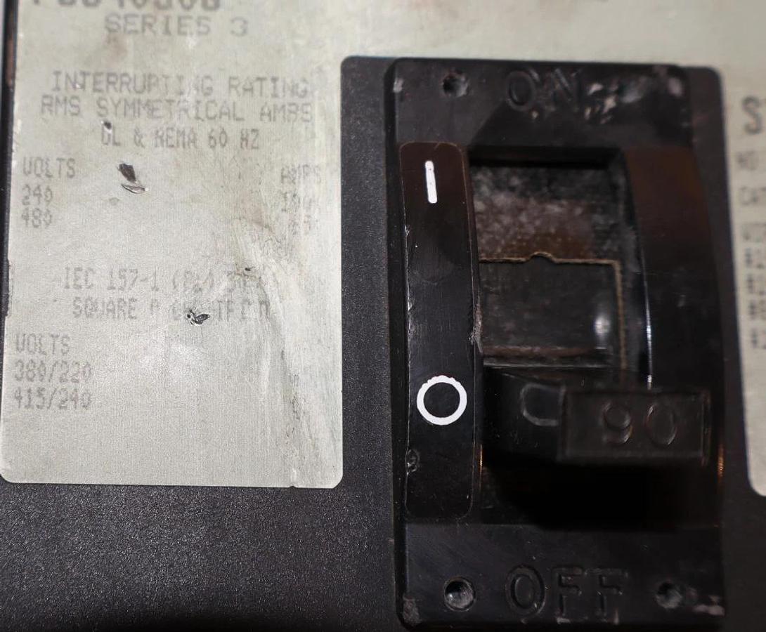 Used Square D 90A 90 Amp Circuit Breaker FC34090G Series 3 Shunt Trip 480VAC