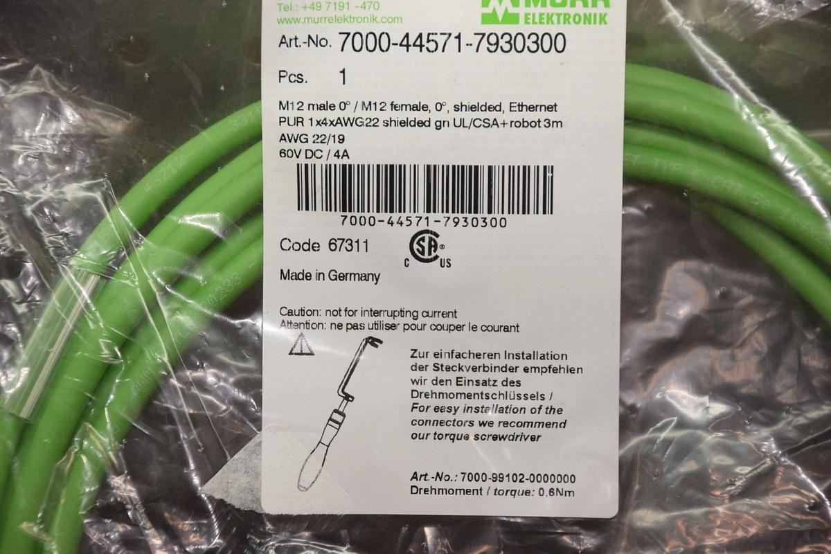 MURR ELEKTRONIK 7000-44571-7930300 7000445717930300 M12  ETHERNET EXT CABLE NEW