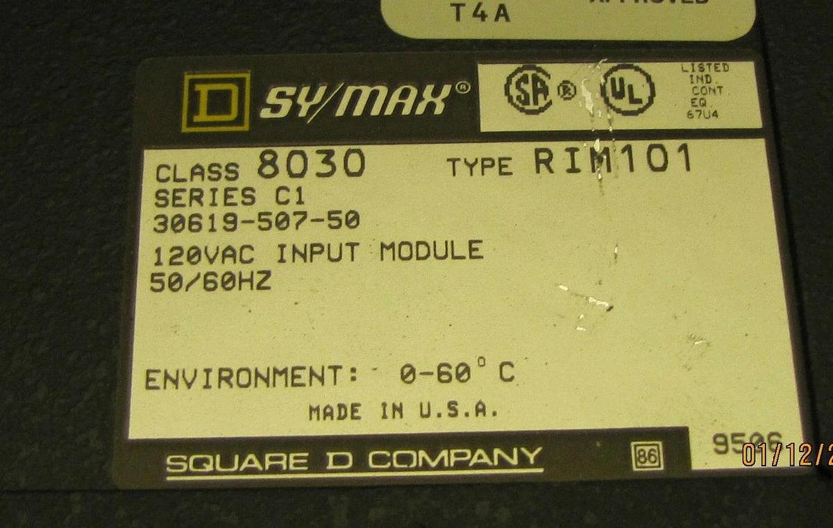 Used SQUARE D SY/MAX ANALOG INPUT MODULE 8030RIM101 8030 RIM101 C1 120V 120 V