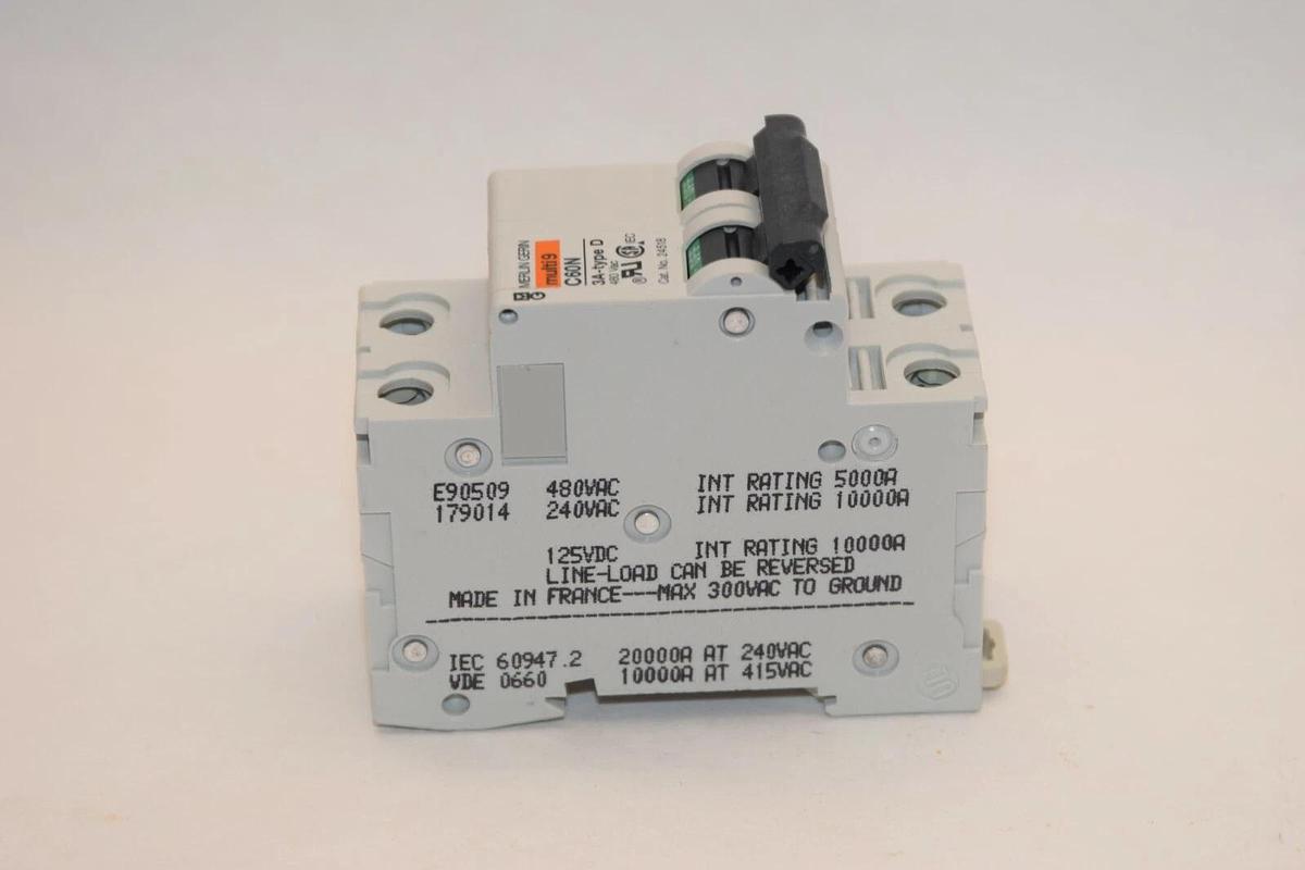 (NEW) MERLIN GERIN C60N 3A Type D 2 Pole Multi9 Circuit Breaker