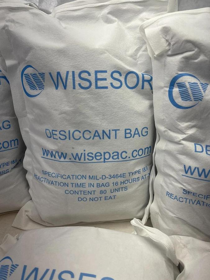 Used 6 bags, Wisesorb Montmorillonite large Desiccant Bag, Size 80 Units, MIL-D-3464E