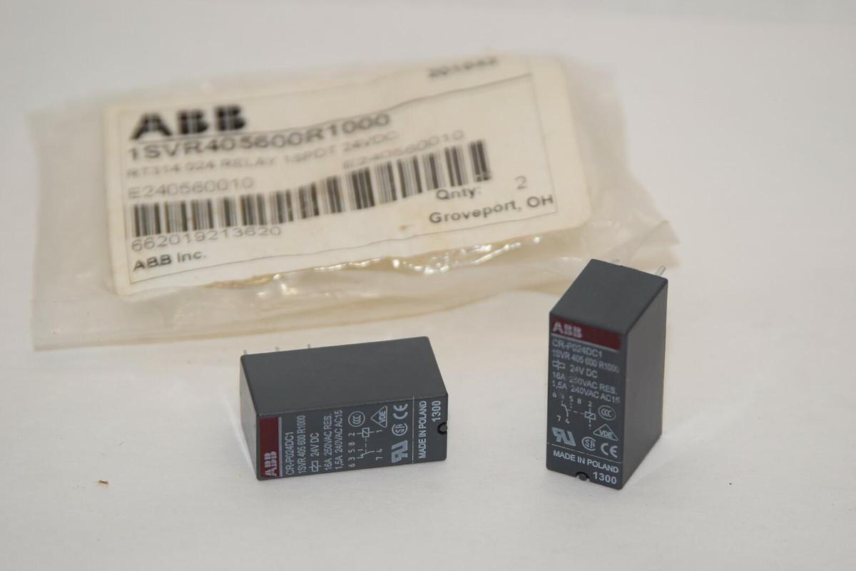 (NEW - Lot of 2) ABB 1SVR405600R1000 24Vdc Relay