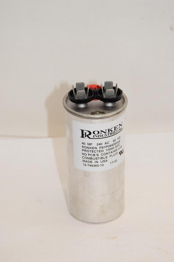 (NEW) RONKEN INDUSTRIES 12-749365-10 P91P09406H06 40mf 240Ac 60Hz Capacitor