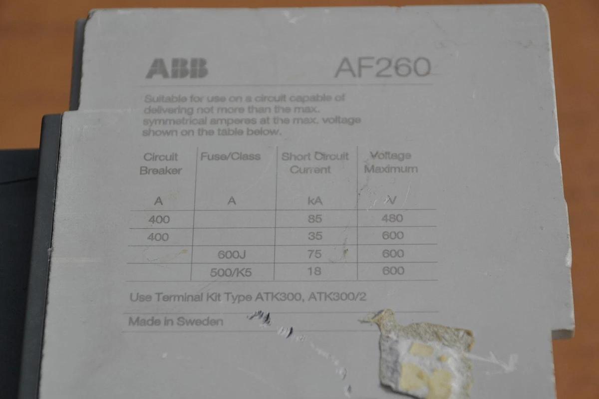 Used ABB CONTACTOR AF260-30 AF26030 AF260 30 20 - 60 VDC COIL 600VAC 3PH 3 Pole 3P