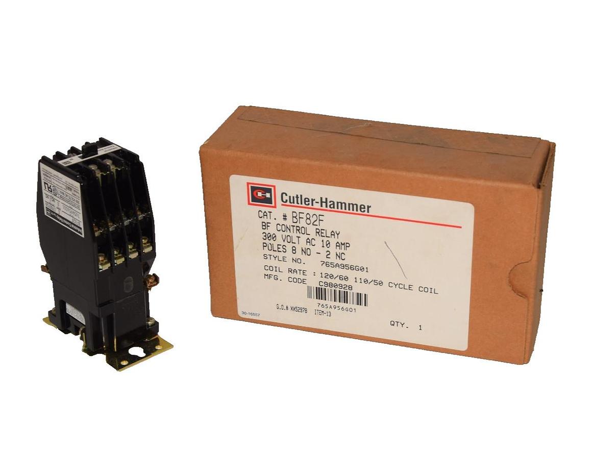 Cutler Hammer BF Control Relay BF82F 300V 10A 8NO 2NC 10 Amp 110/120v coil (NIB)