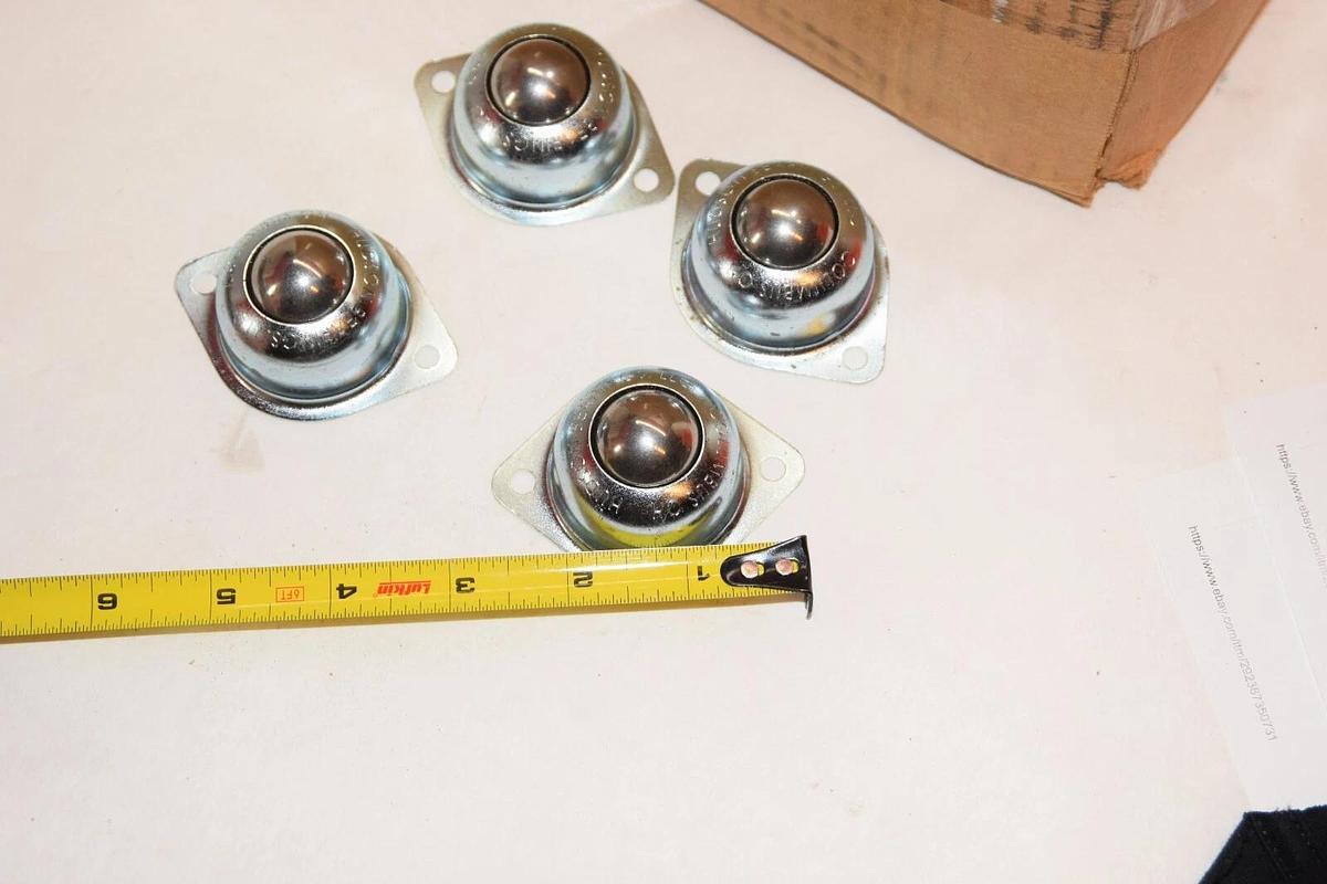 (NEW - Lot of 4) HUDSON BEARINGS Ball Transfer Unit 1" Stud x 1/4" Threaded Stem