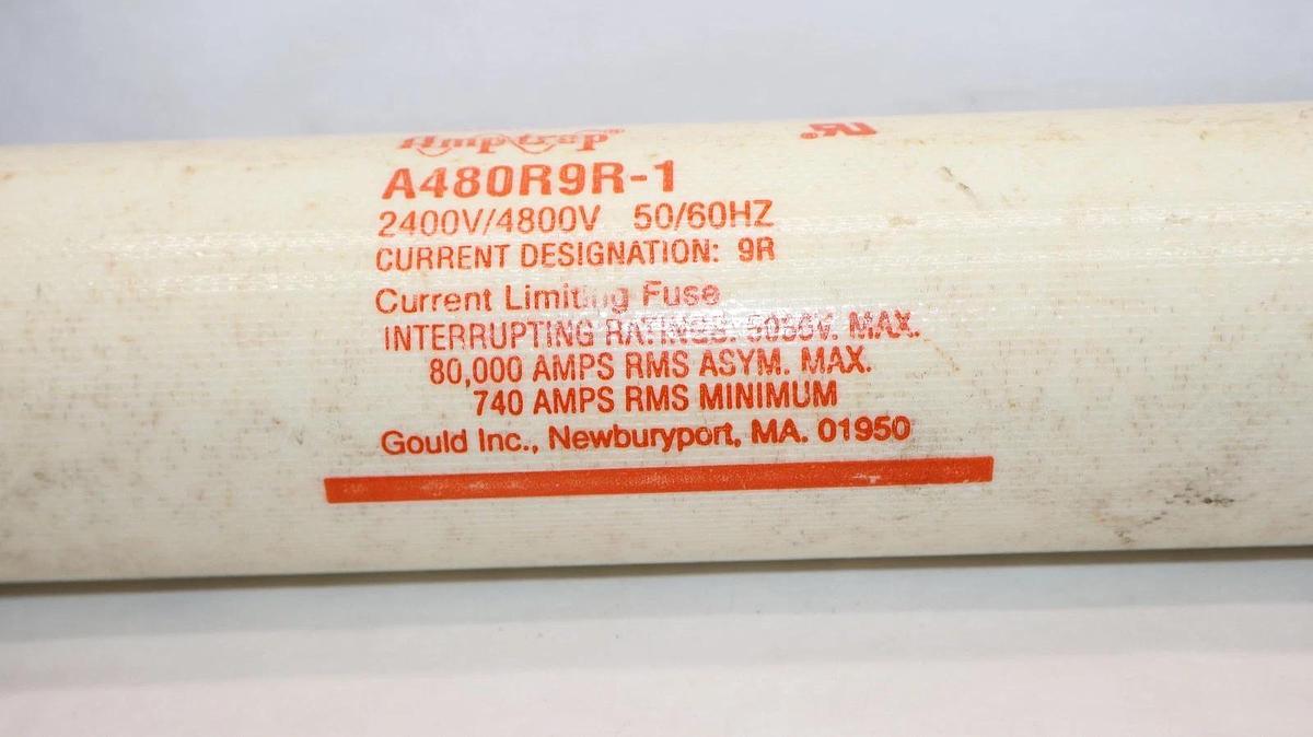 Used GOULD Shawmut AmpTrap fuse A480R9R-1 A480R9R1 9R 2400/4800v 50/60hz