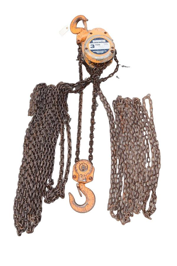Used HARRINGTON CF030 3-Ton 3 Ton 3T Manual Overhead Chain Hoist (20' Chain Drop)