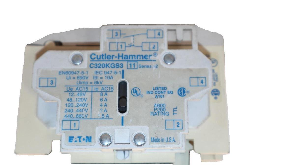 Used Cutler Hammer Motor Starter Ser B1 27A Amp AN16DN0 Size 1 W/ C320KGS1 & C320KGS3