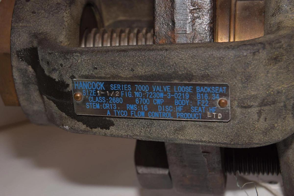 Hancock Tyco Flow Valve Series 7000 1-1/2" 7230W-3-0219 (NOS)