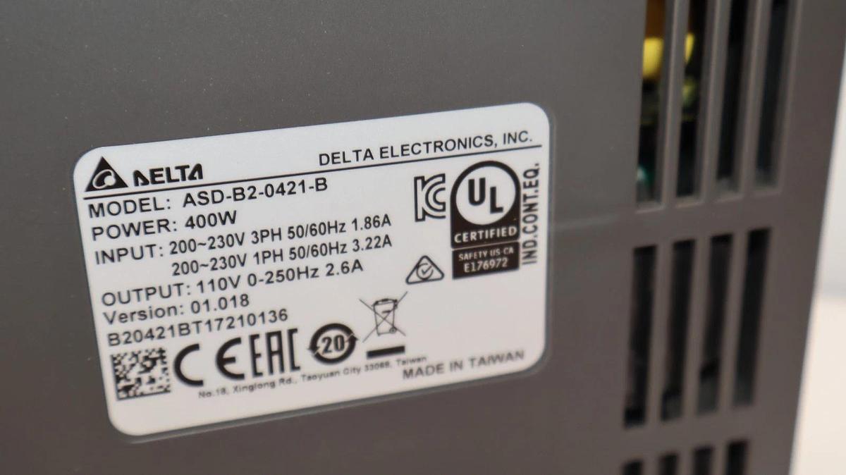 Used DELTA Servo Drive ASD-B2-0421-B 400w 400 Watt ASDB20421B 230v In 110v out