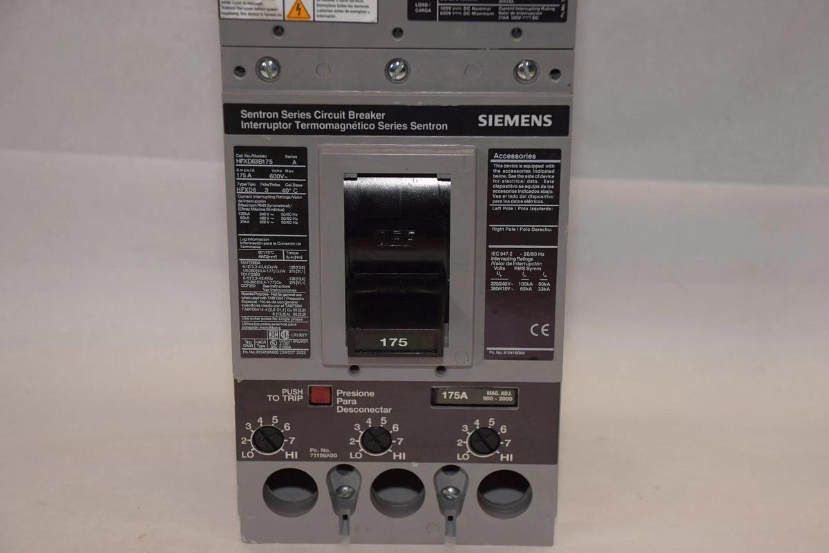 (NEW) SIEMENS HFXD63B175 Ser. A 175A Amp 600V 3P Sentron Series Circuit Breaker