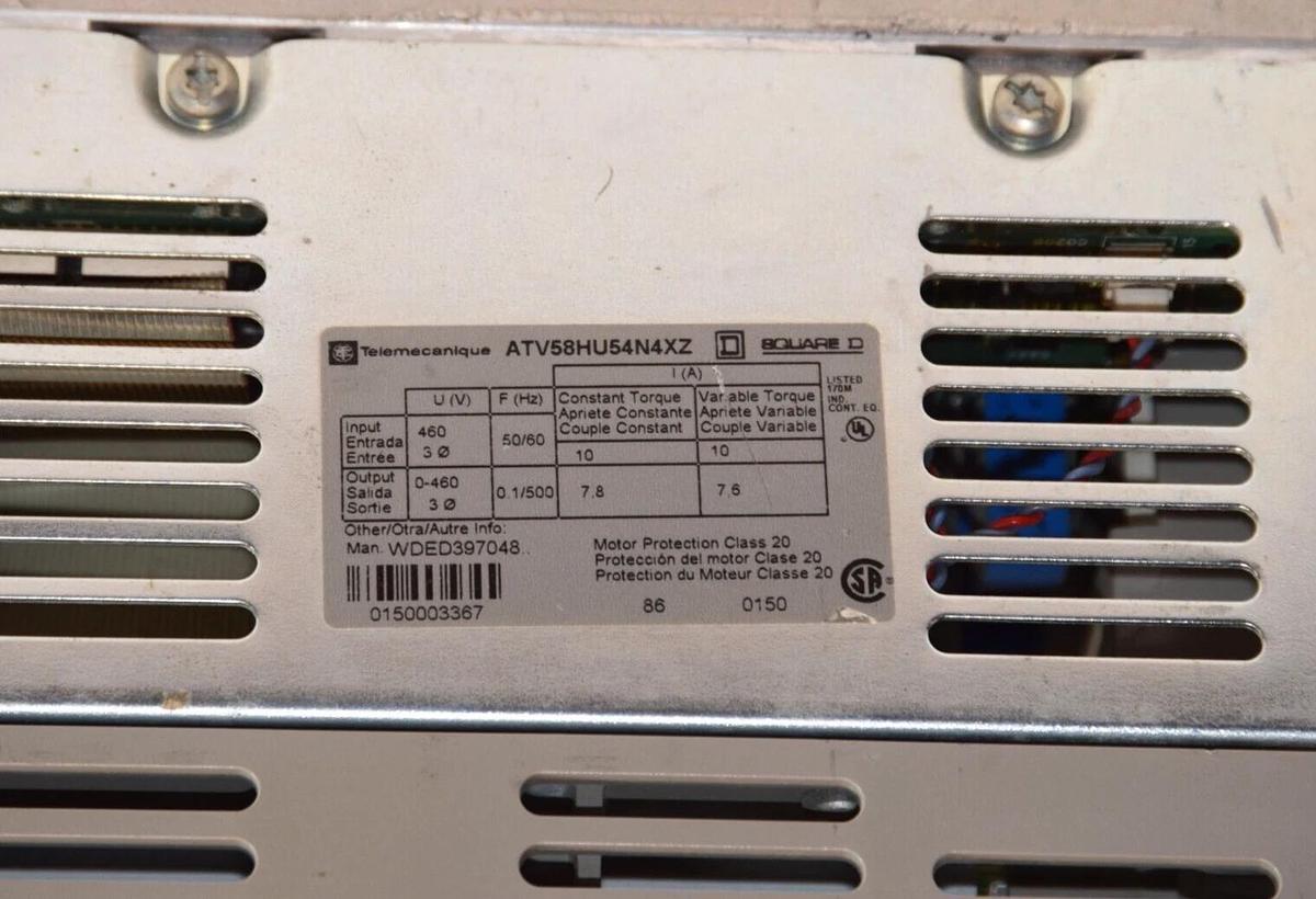 Used Square D Telemecanique Altivar 58 Drive ATV58HU54N4XZ 4/5hp 460v 3ph