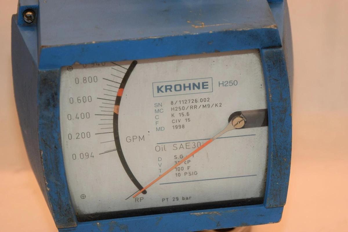 Used KROHNE H250/RR/M9/K2 3/4" Stainless Steel Variable Area Flowmeter K 15.6