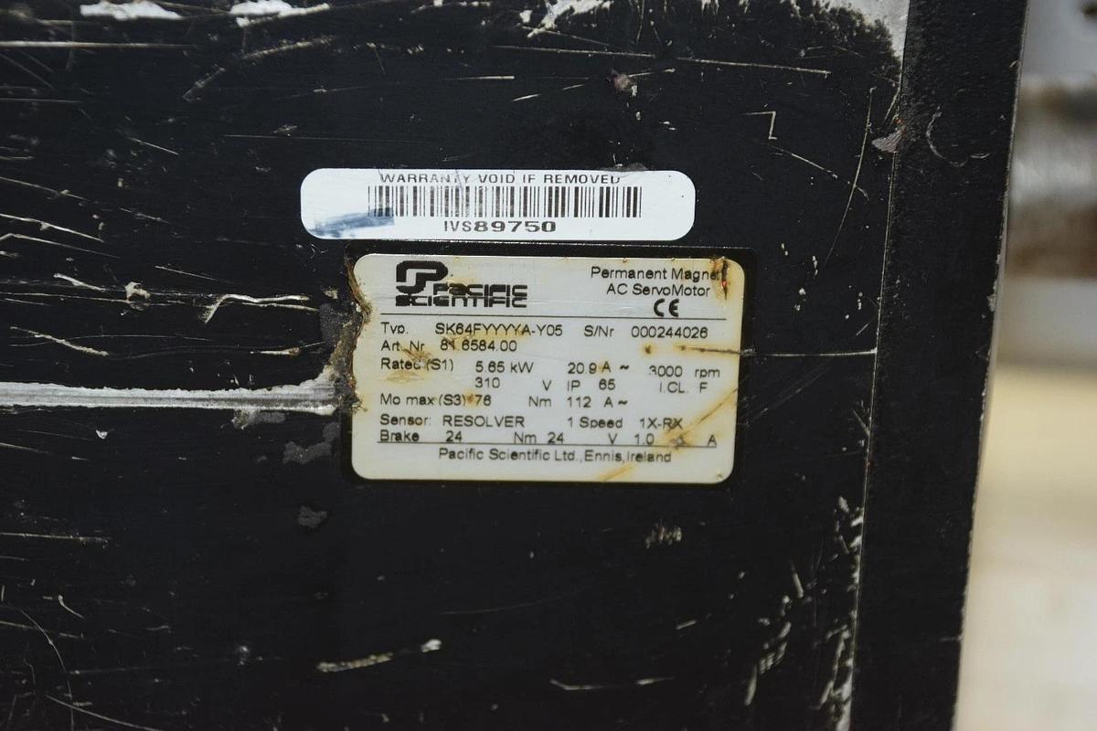 Used PACIFIC SCIENTIFIC SK64FYYYYA-Y05 3000 RPM PERMANENT MAGNET AC SERVO MOTOR