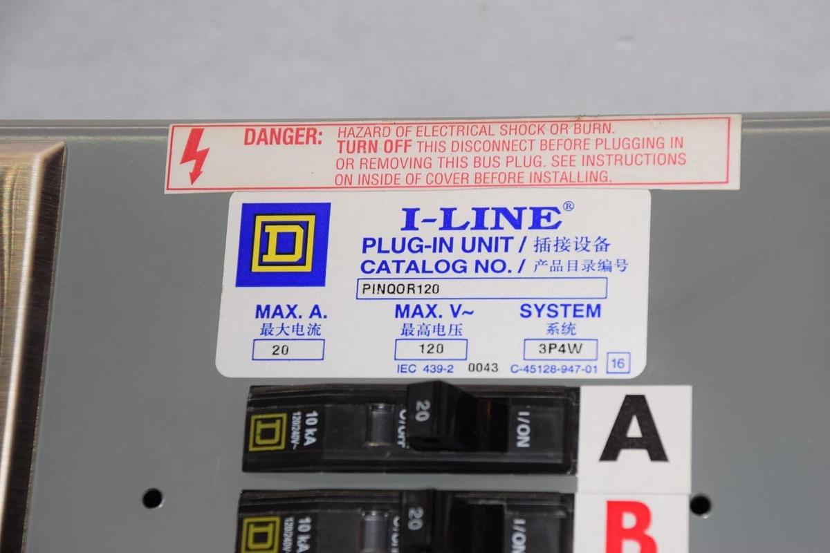 SQUARE D PINQOR120  I-Line 100A 100 Amp Busway Plug In Unit 120v 3P4W (NEW)