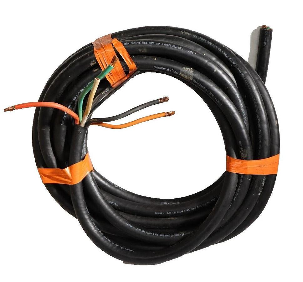 Used 66' Flextreme Flexible 2/5 Cord Cable Wire Copper P-7K-254013  2AWG 5C 600V SOOW