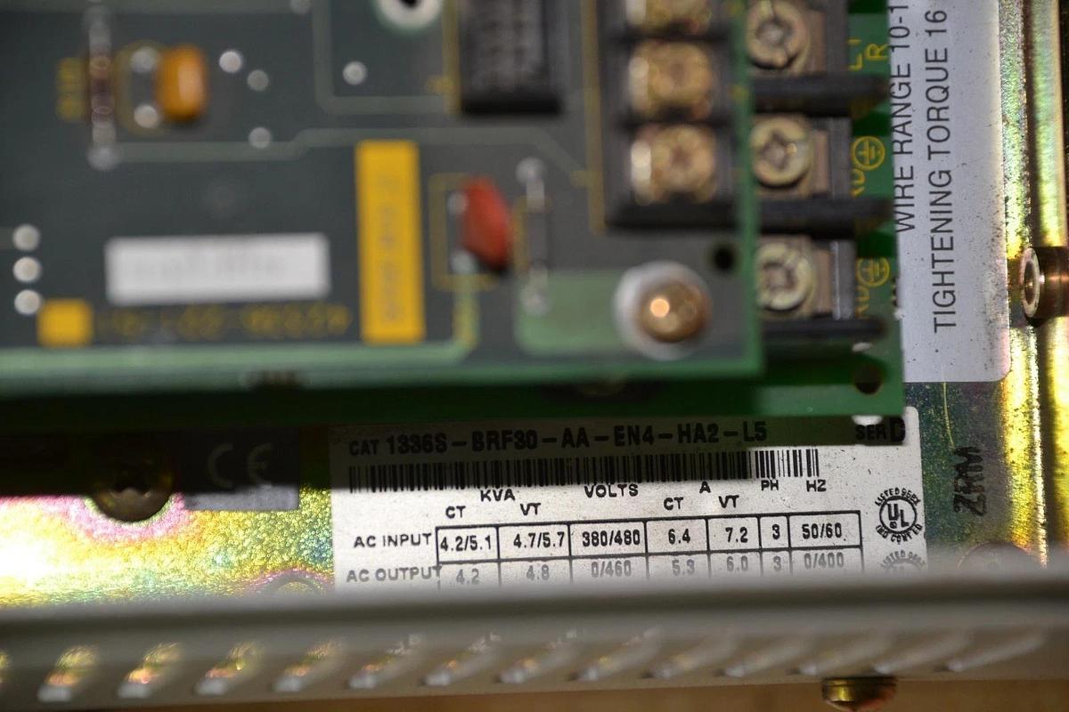 Used ALLEN BRADLEY 1336S-BRF30-AA-EN-L5 3HP 2.2KW 6AMP 3PH 0/460VAC 0/400HZ 4.8KVA