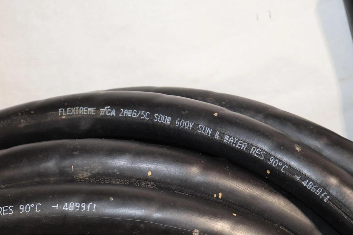 Used 66' Flextreme Flexible 2/5 Cord Cable Wire Copper P-7K-254013  2AWG 5C 600V SOOW